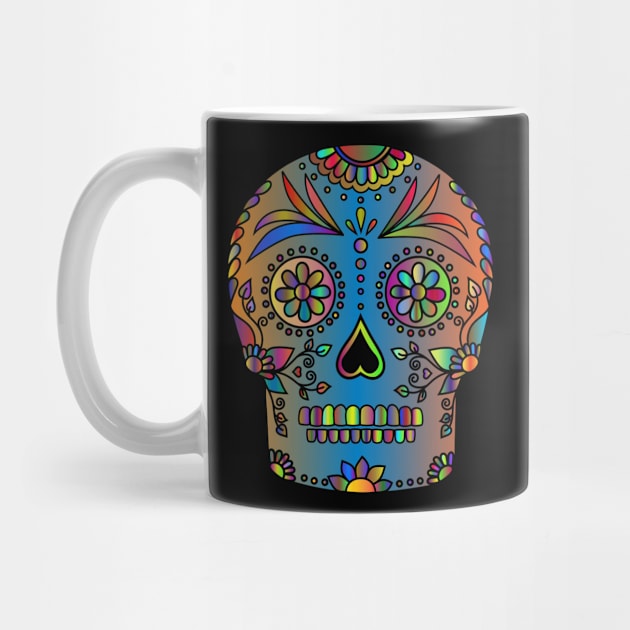 Sugar Skull Chromatic Day of the Dead Dia de los Muertos by MOP tees